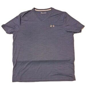 Under Armour HeatGear Men’s XL V-Neck Short Sleeve Athletic T-Shirt Blue Loose